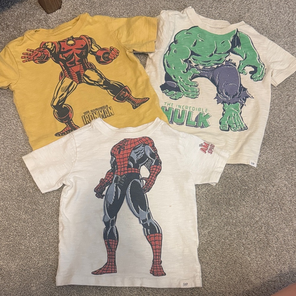 GAP Kids Marvel Tees - Yellow, White, Green
